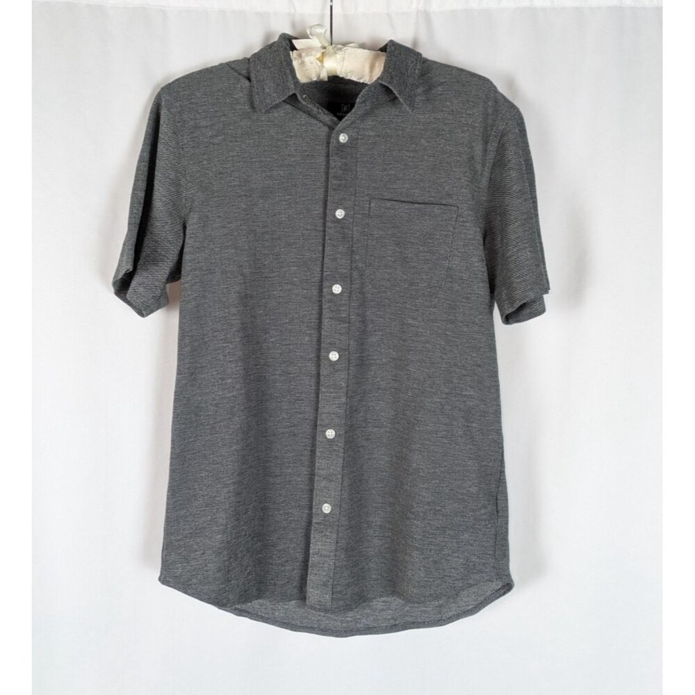 George Men's Gray Short Sleeve Button Down Knit Shirt Pocket Size S NWT Workwear
